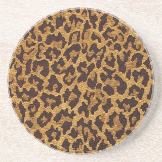 RAB Rockabilly Leopard Print Brown Gold Coaster (Front)