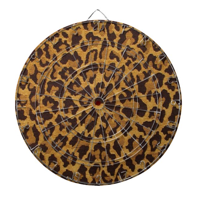 RAB Rockabilly Leopard Print Brown Gold Dartboard (Front)