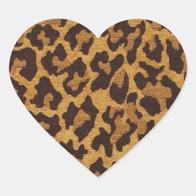 RAB Rockabilly Leopard Print Brown Gold Heart Sticker (Front)