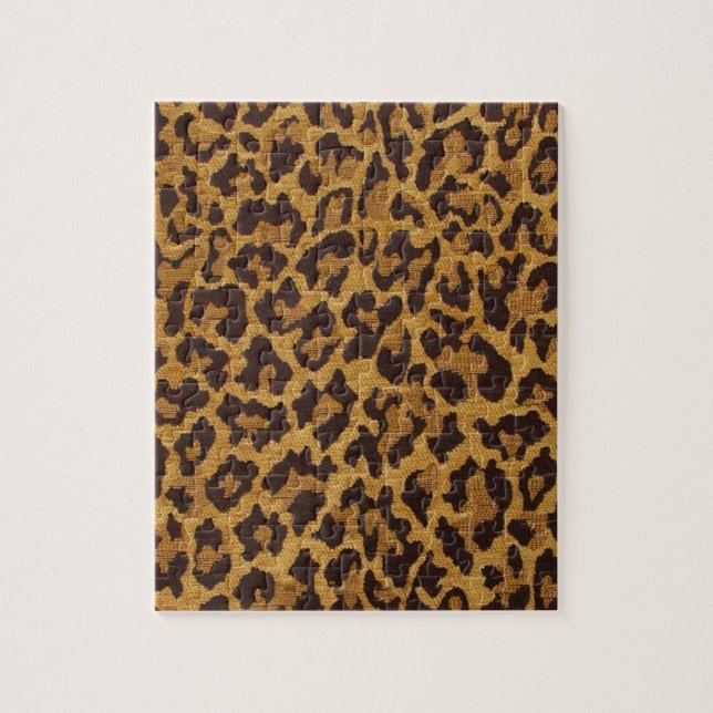 RAB Rockabilly Leopard Print Brown Gold Jigsaw Puzzle (Vertical)