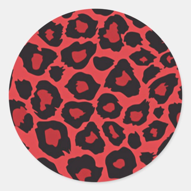 RAB Rockabilly Leopard Print Red Black Classic Round Sticker (Front)