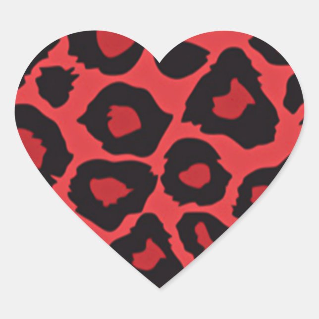 RAB Rockabilly Leopard Print Red Black Heart Sticker (Front)