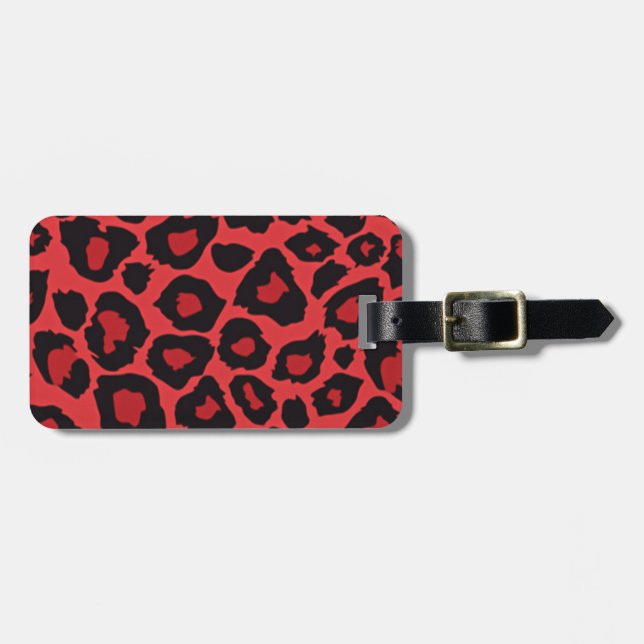 RAB Rockabilly Leopard Print Red Black Luggage Tag (Front Horizontal)