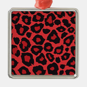 RAB Rockabilly Leopard Print Red Black Metal Tree Decoration