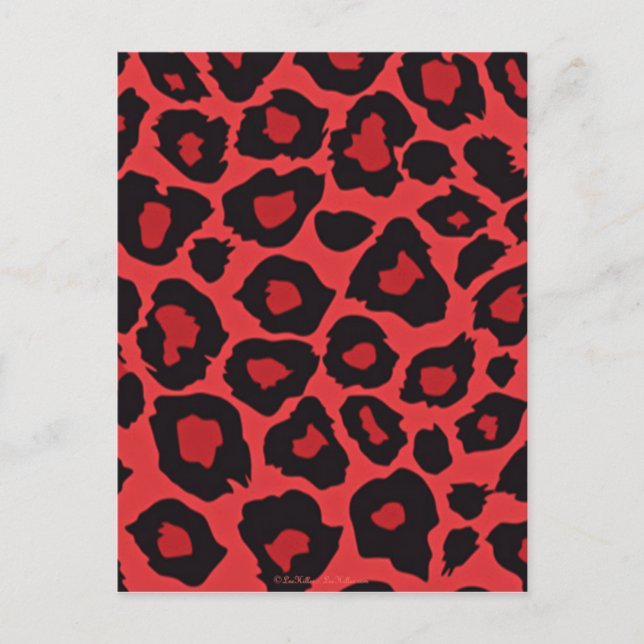 RAB Rockabilly Leopard Print Red Black Postcard (Front)