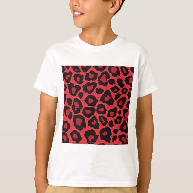 RAB Rockabilly Leopard Print Red Black T-Shirt (Front)