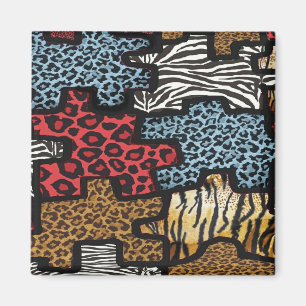 RAB Rockabilly Leopard Zebra Puzzle Print Gifts Magnet