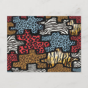 RAB Rockabilly Leopard Zebra Puzzle Print Gifts Postcard