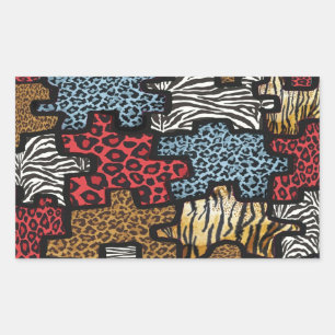RAB Rockabilly Leopard Zebra Puzzle Print Gifts Rectangular Sticker