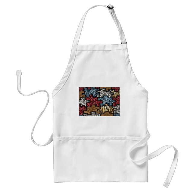 RAB Rockabilly Leopard Zebra Puzzle Print Gifts Standard Apron (Front)