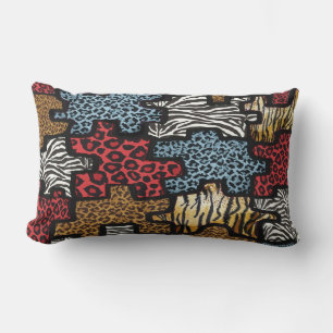 RAB Rockabilly Leopard Zebra Puzzle Print  Pillow