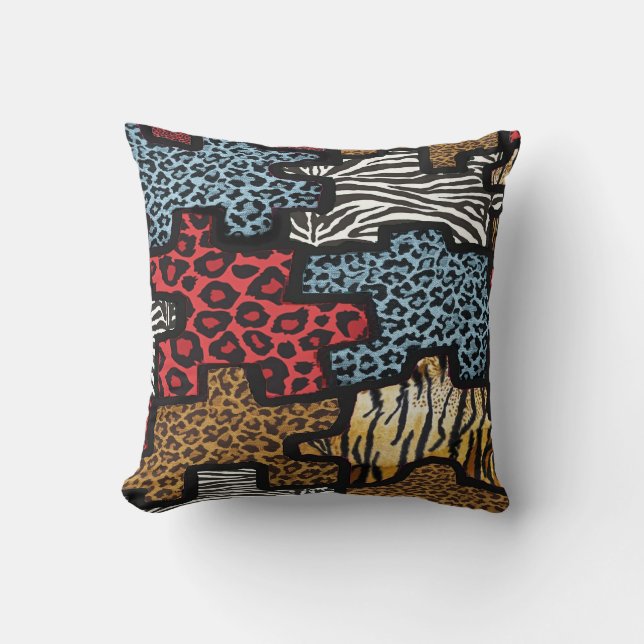RAB Rockabilly Leopard Zebra Puzzle Print  Pillow (Front)