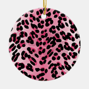 RAB Rockabilly Pink Cheetah Print Ceramic Tree Decoration
