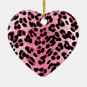 RAB Rockabilly Pink Cheetah Print Ceramic Tree Decoration