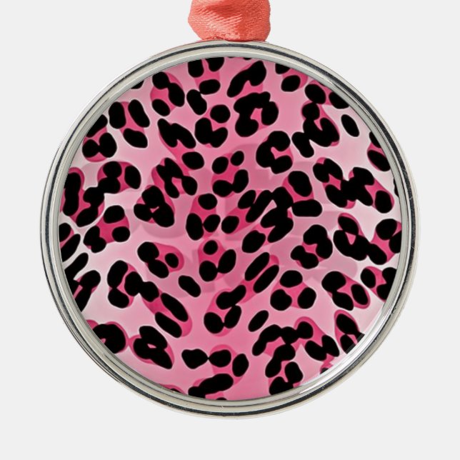 RAB Rockabilly Pink Cheetah Print Metal Tree Decoration (Front)