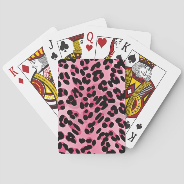 RAB Rockabilly Pink Cheetah Print Playing Cards (Back)