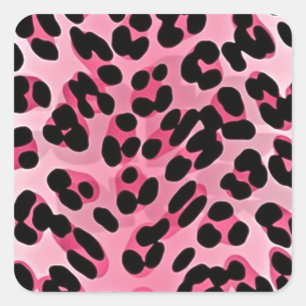RAB Rockabilly Pink Cheetah Print Square Sticker