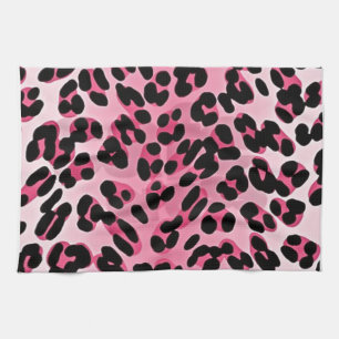 RAB Rockabilly Pink Cheetah Print Tea Towel