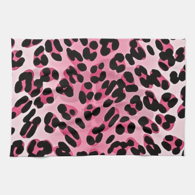 RAB Rockabilly Pink Cheetah Print Tea Towel (Horizontal)