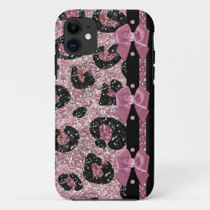 RAB Rockabilly Pink Leopard Print Ribbon Bows iPhone 11 Case