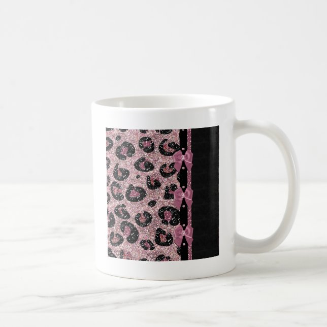 RAB Rockabilly Pink Leopard Print Ribbon Bows Coffee Mug (Right)