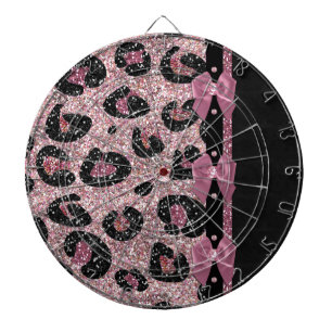 RAB Rockabilly Pink Leopard Print Ribbon Bows Dartboard