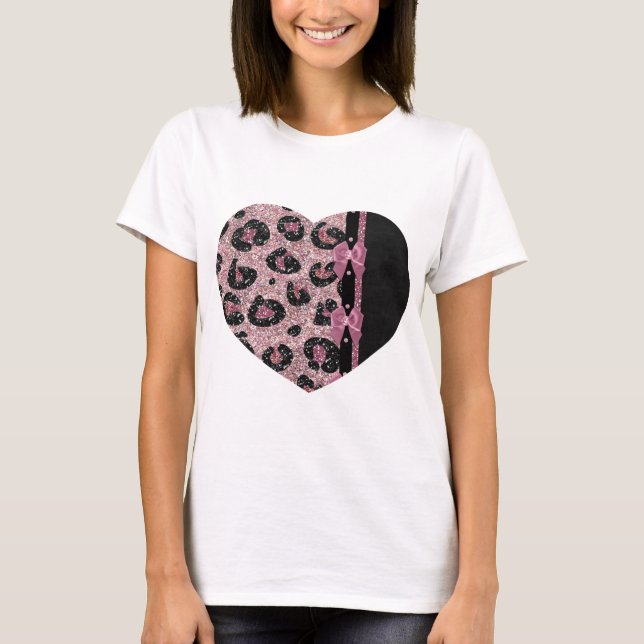 RAB Rockabilly Pink Leopard Print Ribbon Bows T-Shirt (Front)