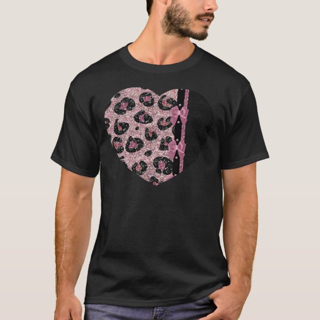 RAB Rockabilly Pink Leopard Print Ribbon Bows T-Shirt (Front)