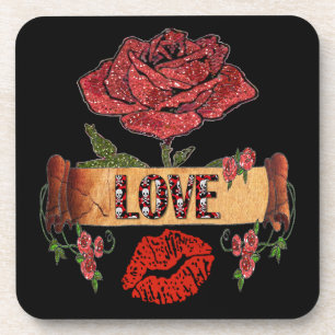 RAB Rockabilly Roses, Love & Lipstick Coaster