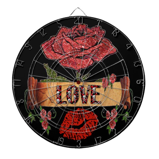 RAB Rockabilly Roses, Love & Lipstick Dartboard (Front)