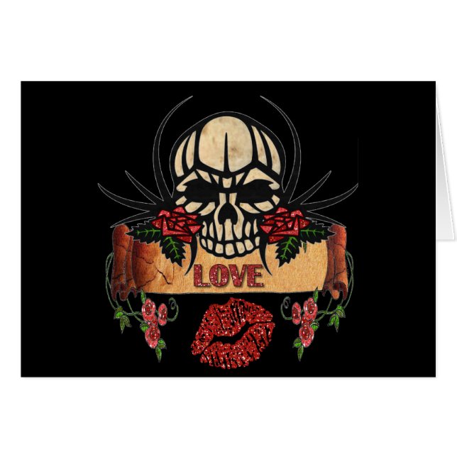 RAB Rockabilly Skull Roses Love Lipstick (Front Horizontal)