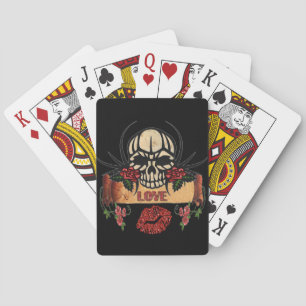 RAB Rockabilly Skull Roses Love Lipstick Playing Cards