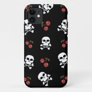 RAB Rockabilly Skulls and Cherries on Black iPhone 11 Case
