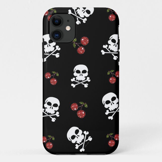 RAB Rockabilly Skulls and Cherries on Black Case-Mate iPhone Case (Back)
