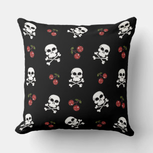 RAB Rockabilly Skulls and Cherries on Black Cushion