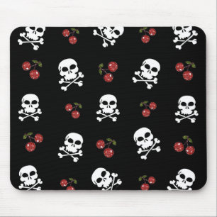 RAB Rockabilly Skulls and Cherries on Black Mouse Mat
