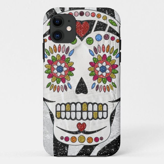 RAB Rockabilly Sugar Skull on Zebra Print Case-Mate iPhone Case (Back)