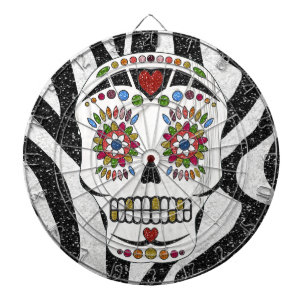 RAB Rockabilly Sugar Skull on Zebra Print Dartboard