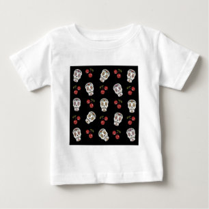 RAB Rockabilly Sugar Skulls Cherries On Black Baby T-Shirt