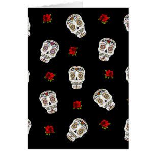 RAB Rockabilly Sugar Skulls Roses On Black