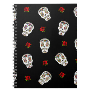 RAB Rockabilly Sugar Skulls Roses On Black Notebook