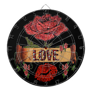 RAB Rockabilly Valentine Roses, Love & Lipstick Dartboard