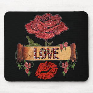 RAB Rockabilly Valentine Roses, Love & Lipstick Mouse Mat