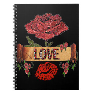 RAB Rockabilly Valentine Roses, Love & Lipstick Notebook