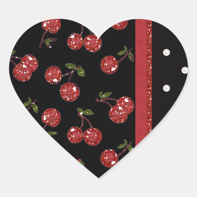 RAB Rockabilly Very Cherry Cherries Black Heart Sticker (Front)