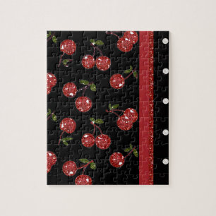 RAB Rockabilly Very Cherry Cherries Black Jigsaw Puzzle