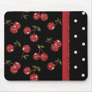 RAB Rockabilly Very Cherry Cherries Black Mouse Mat