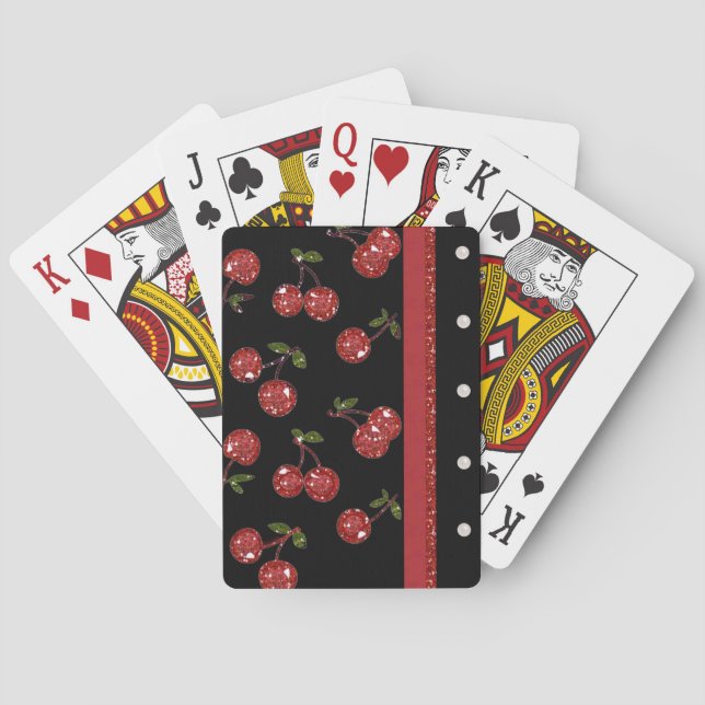 RAB Rockabilly Very Cherry Cherries Black Playing Cards (Back)