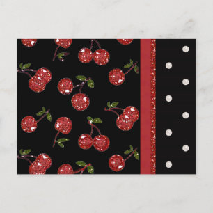RAB Rockabilly Very Cherry Cherries Black Postcard