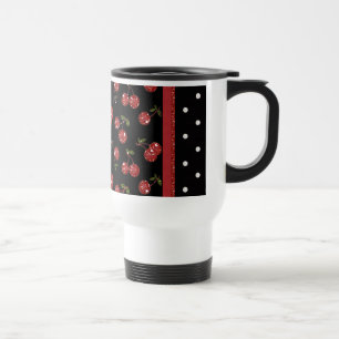 RAB Rockabilly Very Cherry Cherries Black Travel Mug